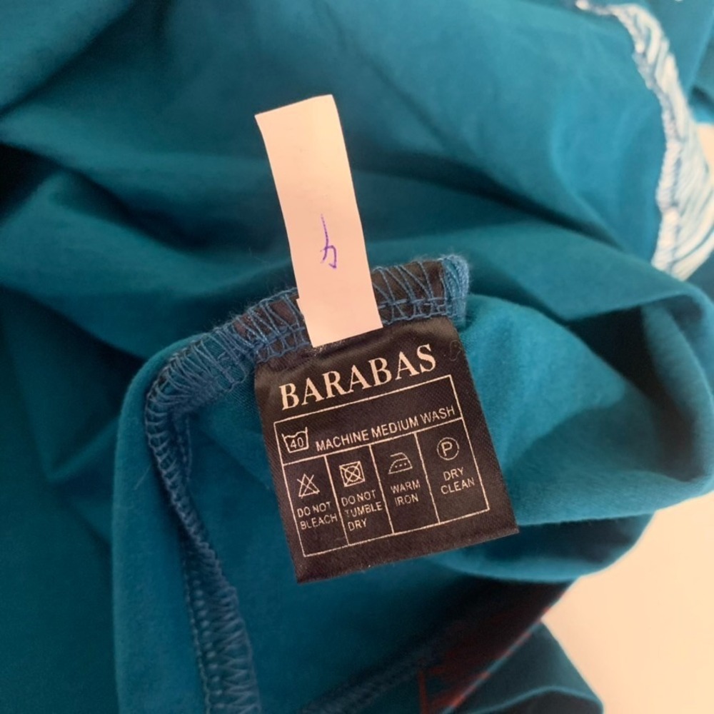 Barabas Men's 2XL‎ Polo Shirt Teal Blue White Abstract Geometric Squares Stretch - Picture 5 of 8